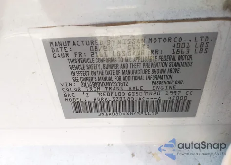 2021 Nissan Sentra Sr from USA, damaged, VIN 3N1AB8DVXMY321612